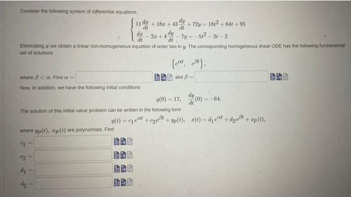 Solved Consider the following system of differential | Chegg.com