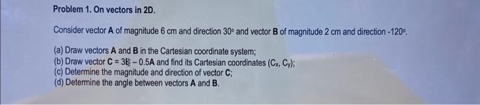Solved Problem 1. On vectors in 2D. Consider vector A of | Chegg.com