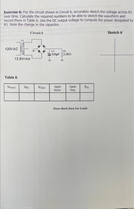 Solved Exercise 6: For The Circuit Shown In Circuit 6, | Chegg.com