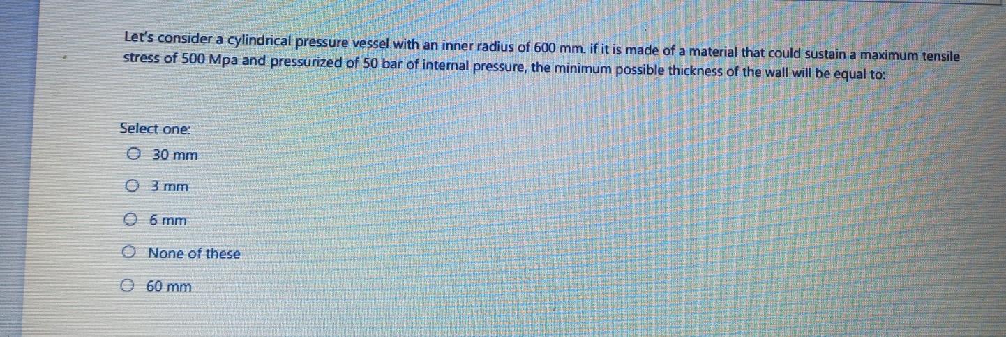 Solved Let's consider a cylindrical pressure vessel with an | Chegg.com