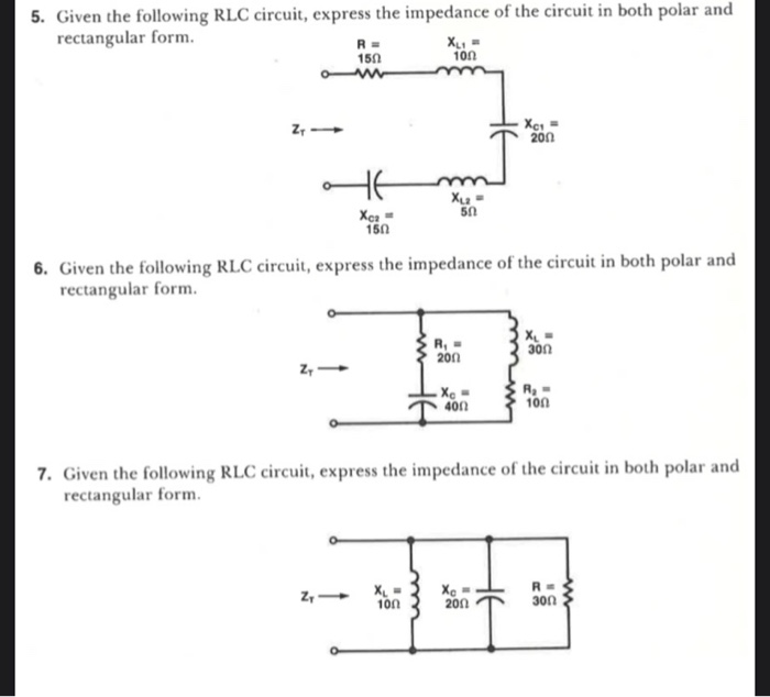 Solved 5. Given the following RLC circuit, express the | Chegg.com