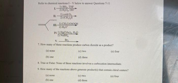 Solved Refer To Chemical Reactions 1 V Below To Answer Chegg Com