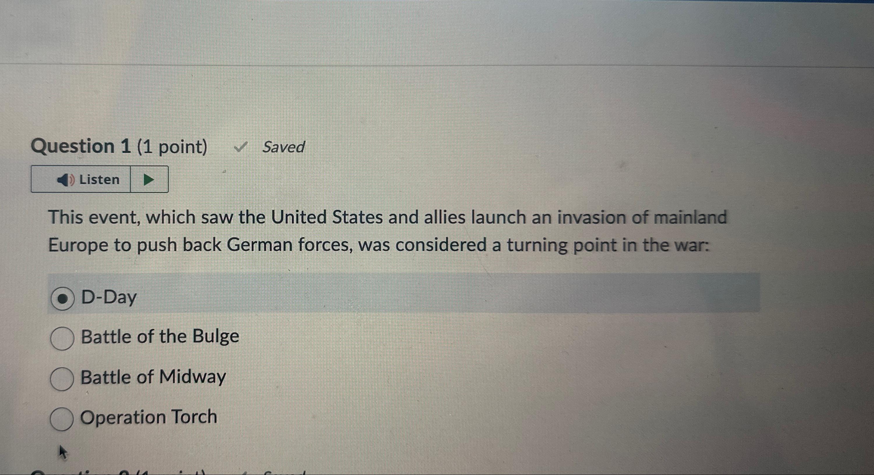 Solved Question 1 (1 ﻿point) ﻿SavedThis event, which saw | Chegg.com