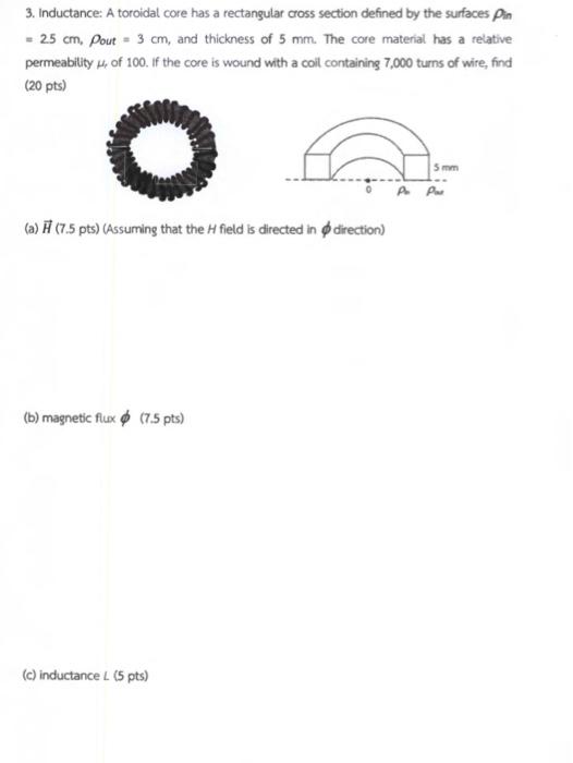 Solved 3 Inductance A Toroidal Core Has A Rectangular 9452