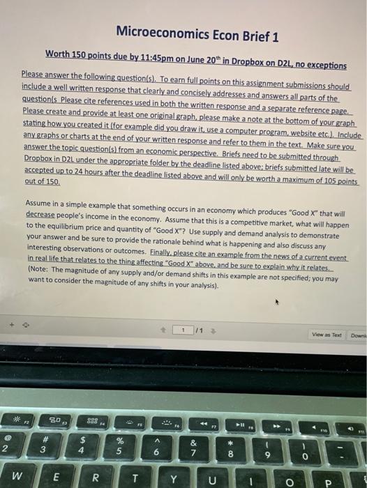Solved Microeconomics Econ Brief 1 Worth 150 points due by | Chegg.com