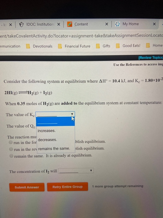 Solved Consider the following system at equilibrium where AH | Chegg.com