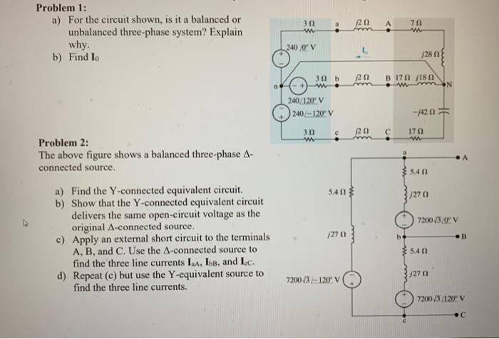 Solved Problem 1: a) For the circuit shown, is it a balanced | Chegg.com