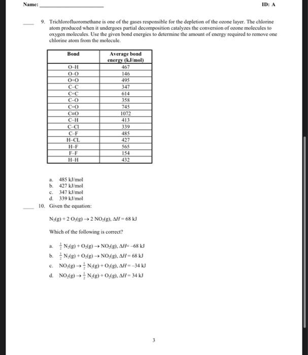 Solved Thermodynamics Quiz A. Multiple Choice Identify The | Chegg.com