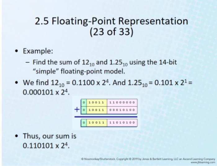 Solved 2 5 Floating Point Representation 23 Of 33 Example Chegg