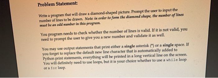 Solved Problem Statement: Write a program that will draw a | Chegg.com