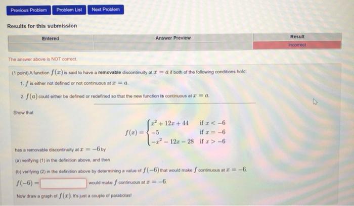 Solved Next Problem Previous Problem Problemi List Results | Chegg.com