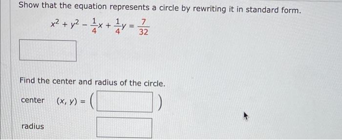 Solved Show that the equation represents a circle by | Chegg.com