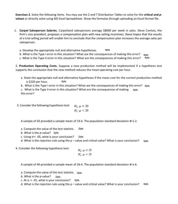 Solved Exercises 2. Solve The Following Items. You May Use | Chegg.com