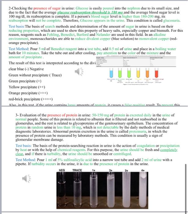 Solved - Collection of urine - Urine tests - A) Physical | Chegg.com