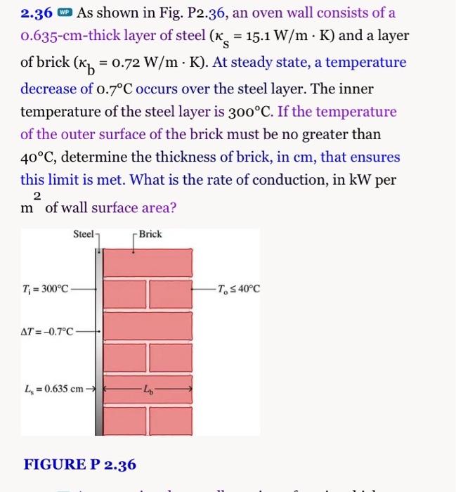 Solved 2.36 me As shown in Fig. P2.36, an oven wall consists
