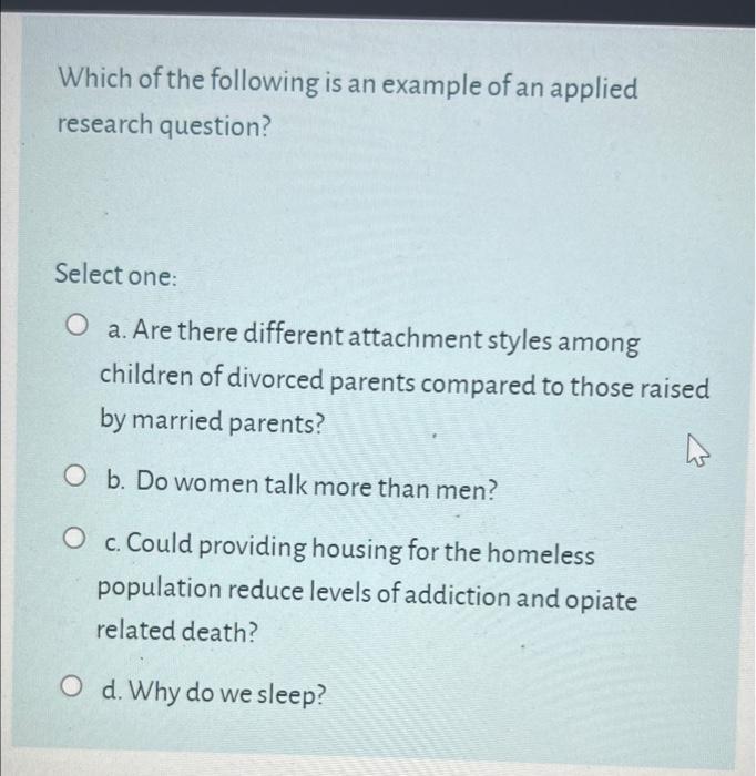 Solved Which of the following is an example of an applied | Chegg.com