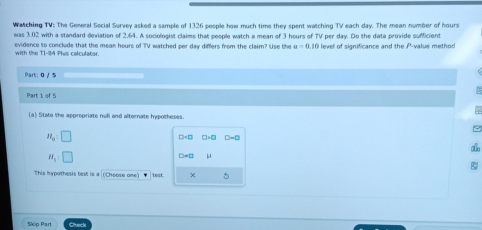 Solved Watching TV: The General Social Survey asked a sample | Chegg.com