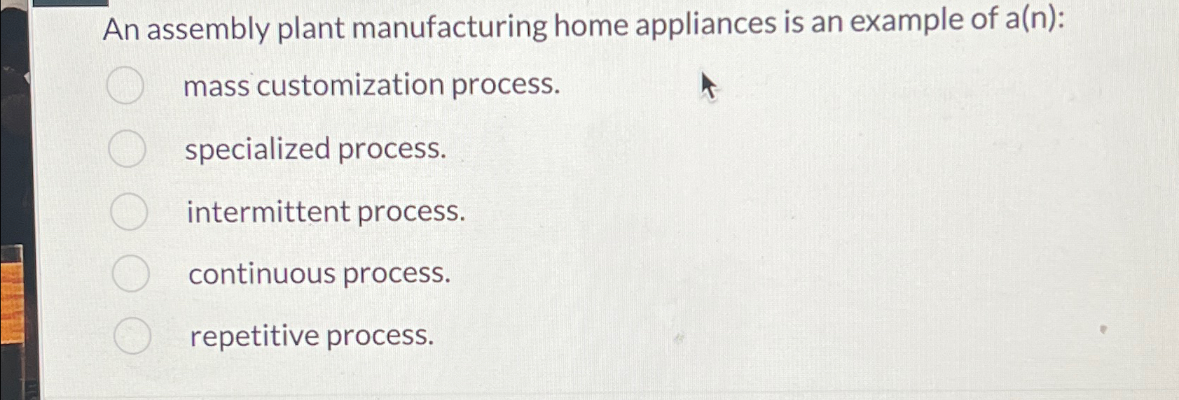 Solved An assembly plant manufacturing home appliances is an | Chegg.com