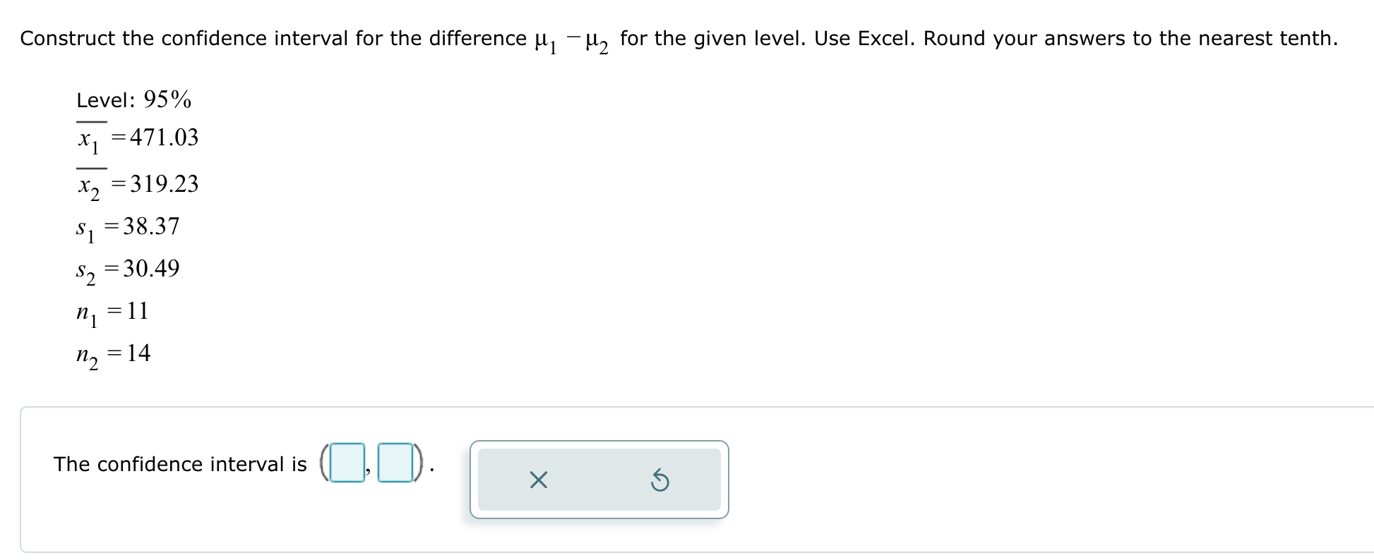 Solved Construct the confidence interval for the difference | Chegg.com
