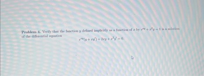 Solved Problem 4. Verify that the function y defined | Chegg.com