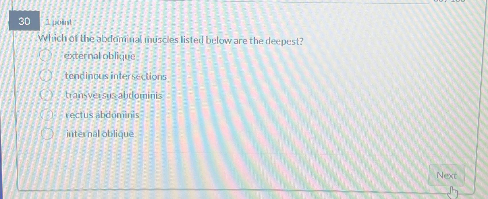 Solved 30,1 ﻿pointWhich of the abdominal muscles listed