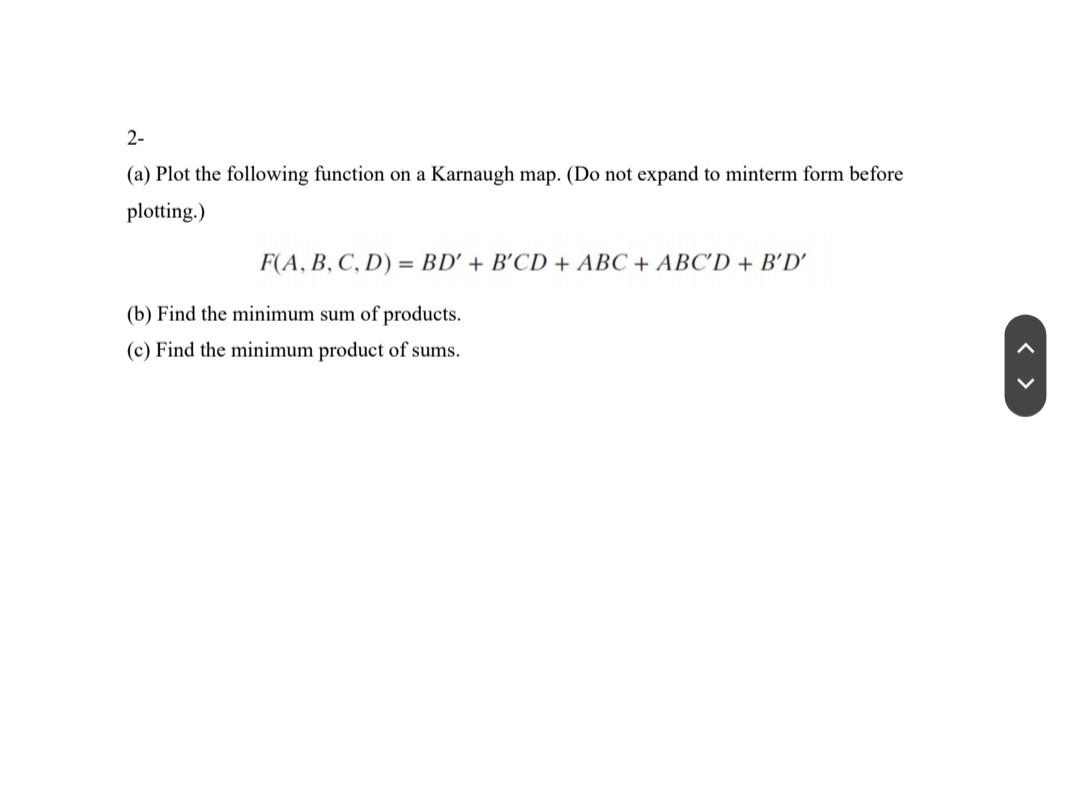 Solved 2- (a) Plot The Following Function On A Karnaugh Map. | Chegg.com