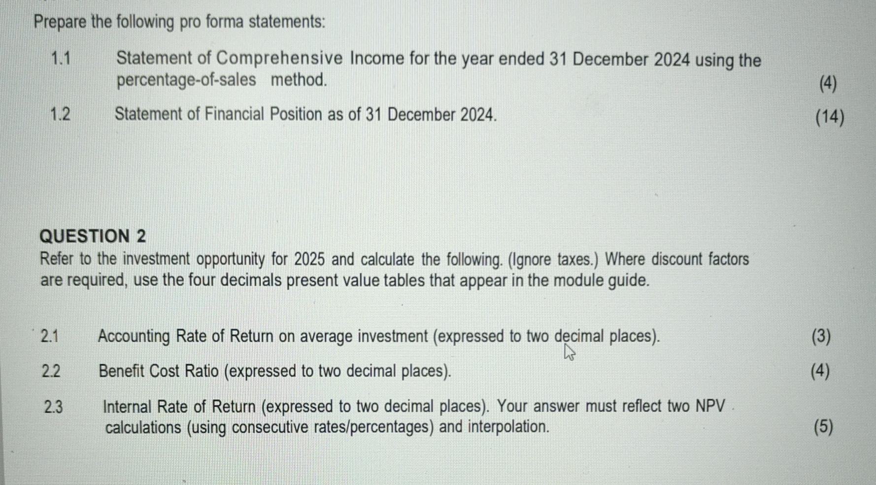 Prepare the following pro forma statements:1.1 | Chegg.com