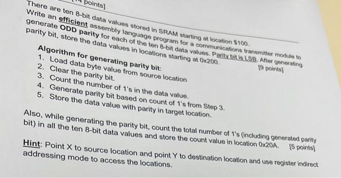 Solved There are ten 8-bit data values stored in SRAM | Chegg.com