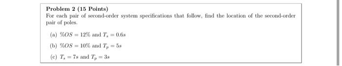 Solved Problem 2 (15 Points) For each pair of second-order | Chegg.com
