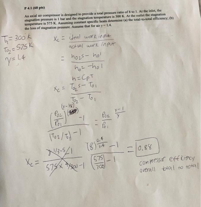 Solved P 4.1(60pts) An axial air compressor is designed to | Chegg.com