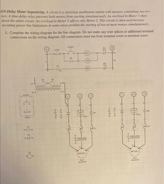 Solved ON-Delay Motor Sequencing. A circuit is a start/stop | Chegg.com