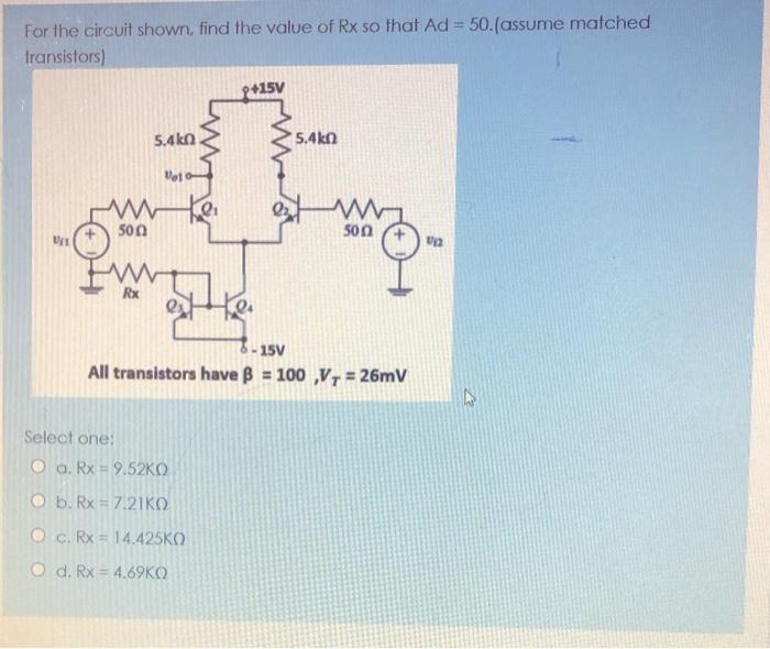 Solved For The Circuit Shown Find The Value Of Rx So Tha Chegg Com