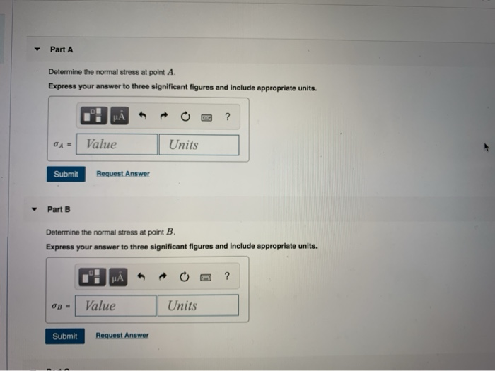 Solved Part A Determine the normal stress at point A. | Chegg.com