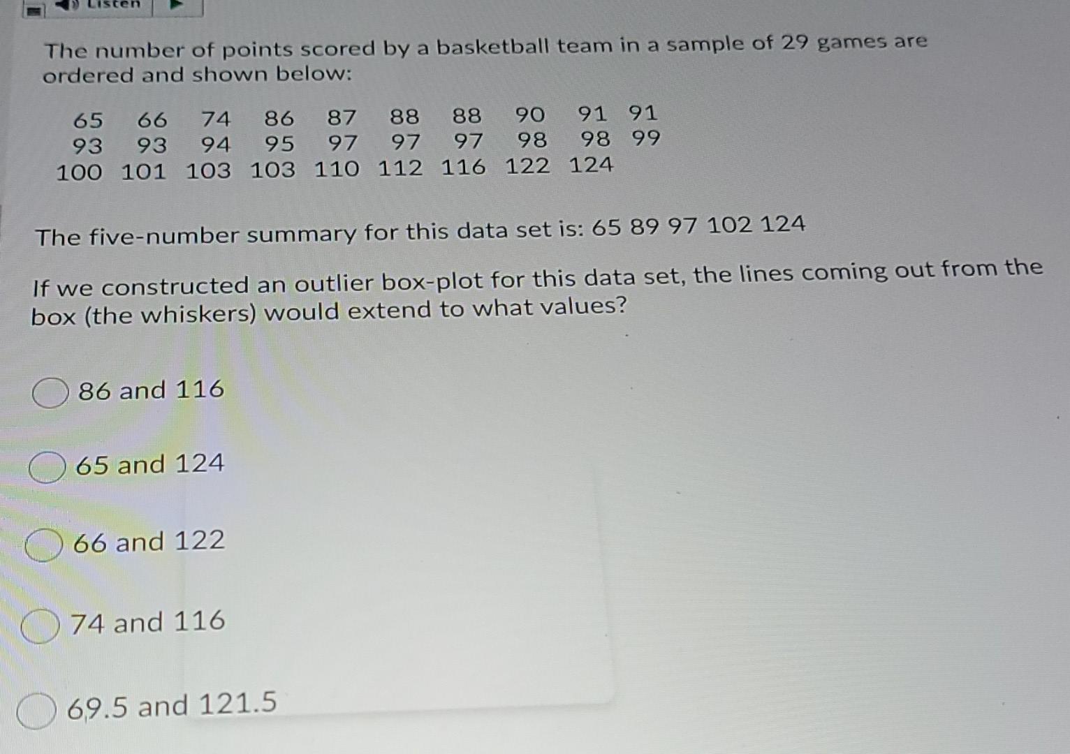 Solved The number of points scored by a basketball team in a