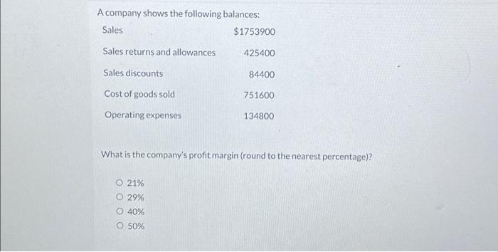 Solved A Company Shows The Following Balances: Sales | Chegg.com