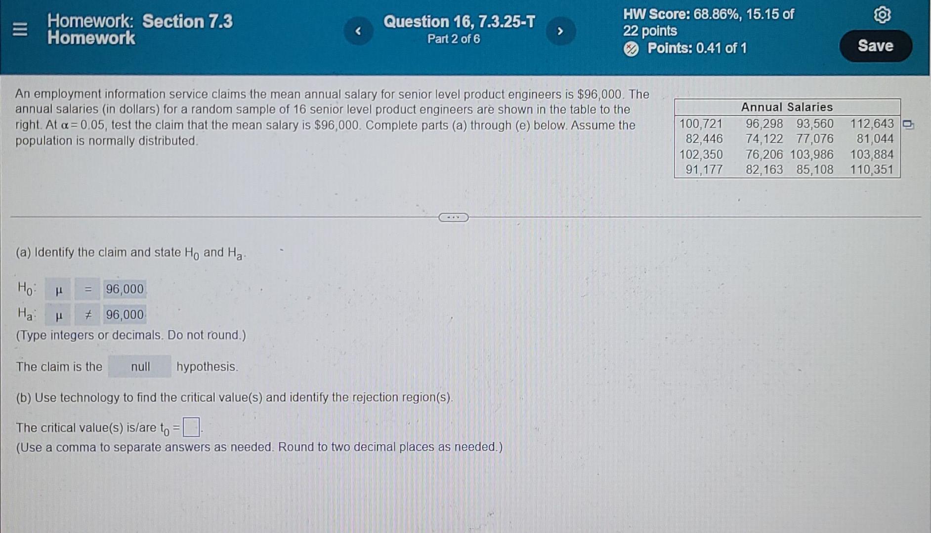 Solved Homework: Section 7.3 Homework Question 17, 7.3.27-T | Chegg.com