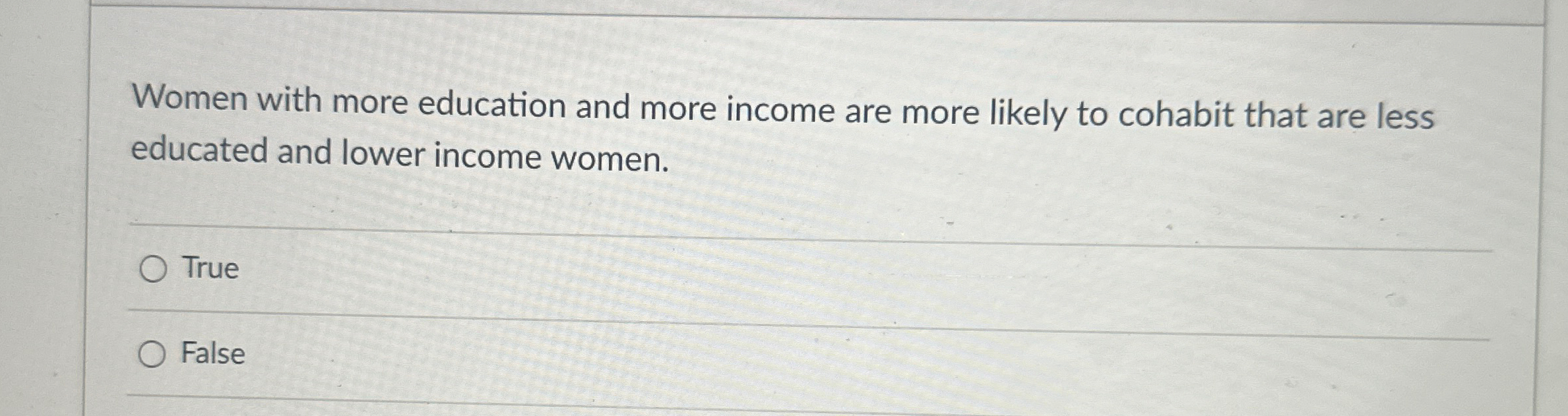 Solved Women with more education and more income are more | Chegg.com