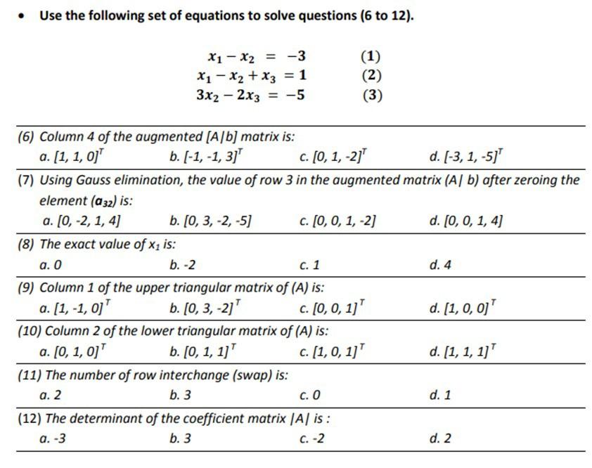 Solved - Use the following set of equations to solve | Chegg.com
