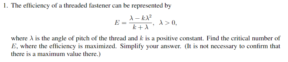 Solved The Efficiency Of A Threaded Fastener Can Be Chegg Com