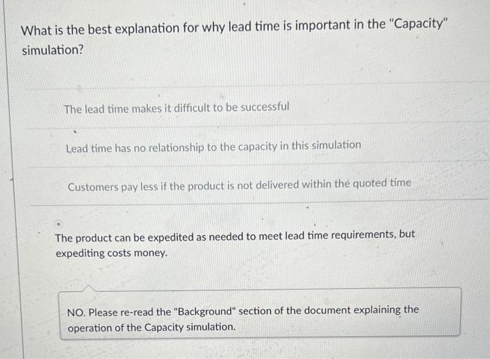 Solved What is the best explanation for why lead time is