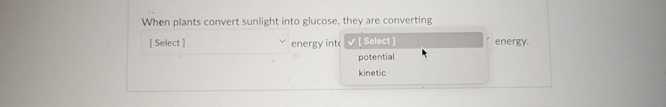 Solved When plants convert sunlight into glucose, they are | Chegg.com