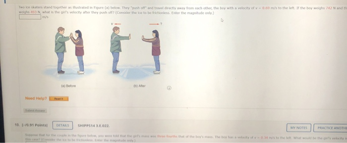 Solved Two ice skaters stand together as illustrated in | Chegg.com