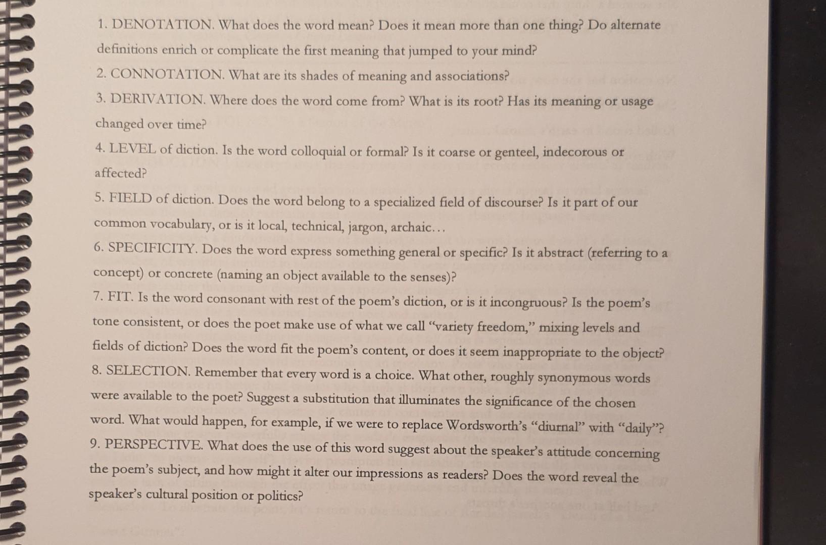 1. DENOTATION. What does the word mean? Does it mean