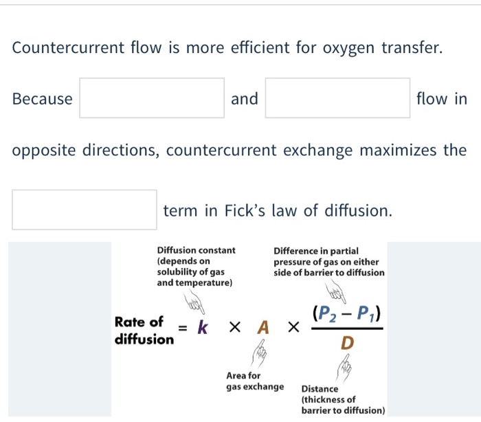 True Countercurrent Diffusers Solved Countercurrent flow is more efficient for oxygen | Chegg.com