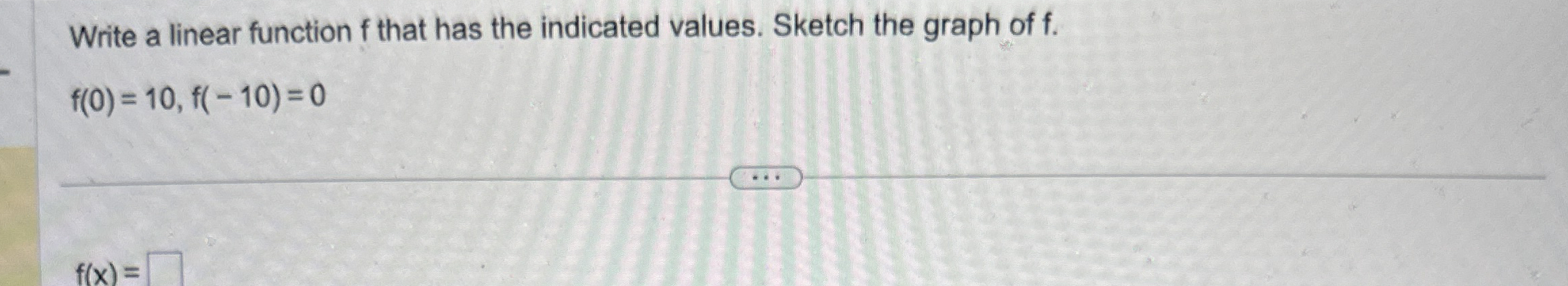 Solved Write a linear function f ﻿that has the indicated | Chegg.com