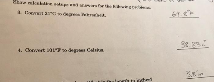 Solved Show calculation setups and answers for the following