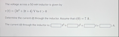 Solved The voltage across a 50-mH inductor is given | Chegg.com