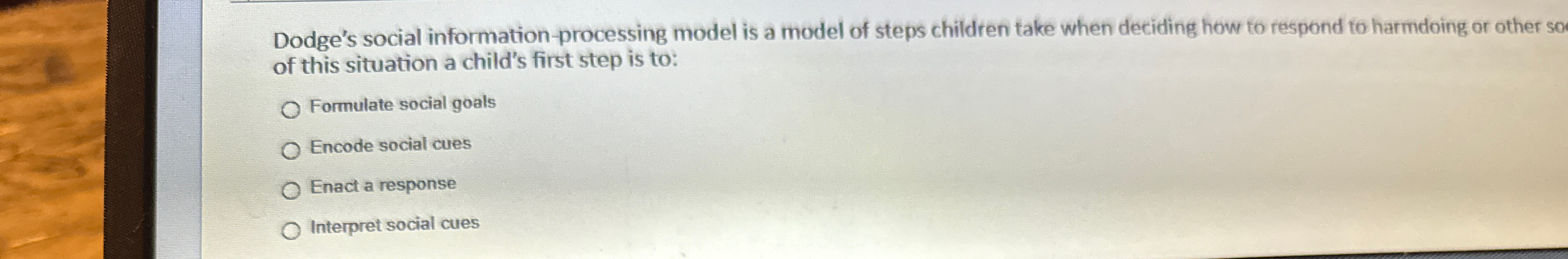 Solved dodge s social information processing model is a chegg