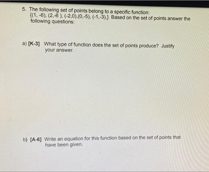 Solved 5. The following set of points belong to a specific | Chegg.com