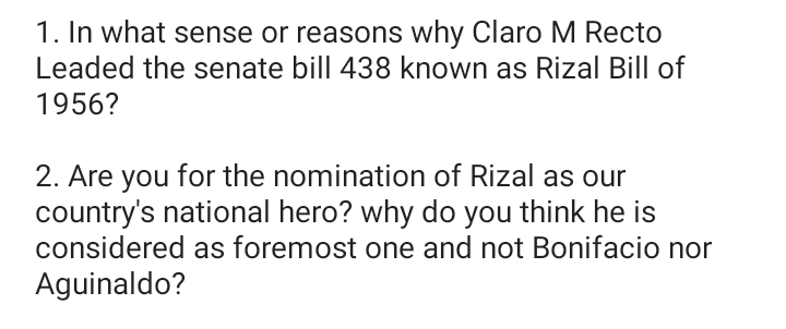 Solved 1. In what sense or reasons why Claro M Recto Leaded 